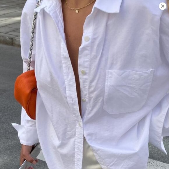 Djerf Avenue White Breezy Shirt - Picture 1 of 8